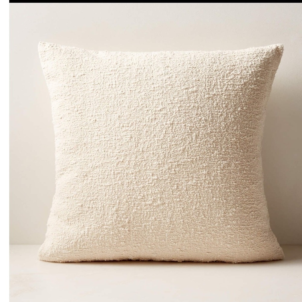 CB2 Ivory Bouclé Throw Pillow and insert 23x23 Organic Cotton Textured Modern